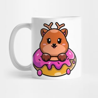 Cute baby deer with doughnut cartoon Mug